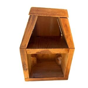 Rustic Wooden Birdhouse Handmade Pine Cabin Style Outdoor Garden Wren House